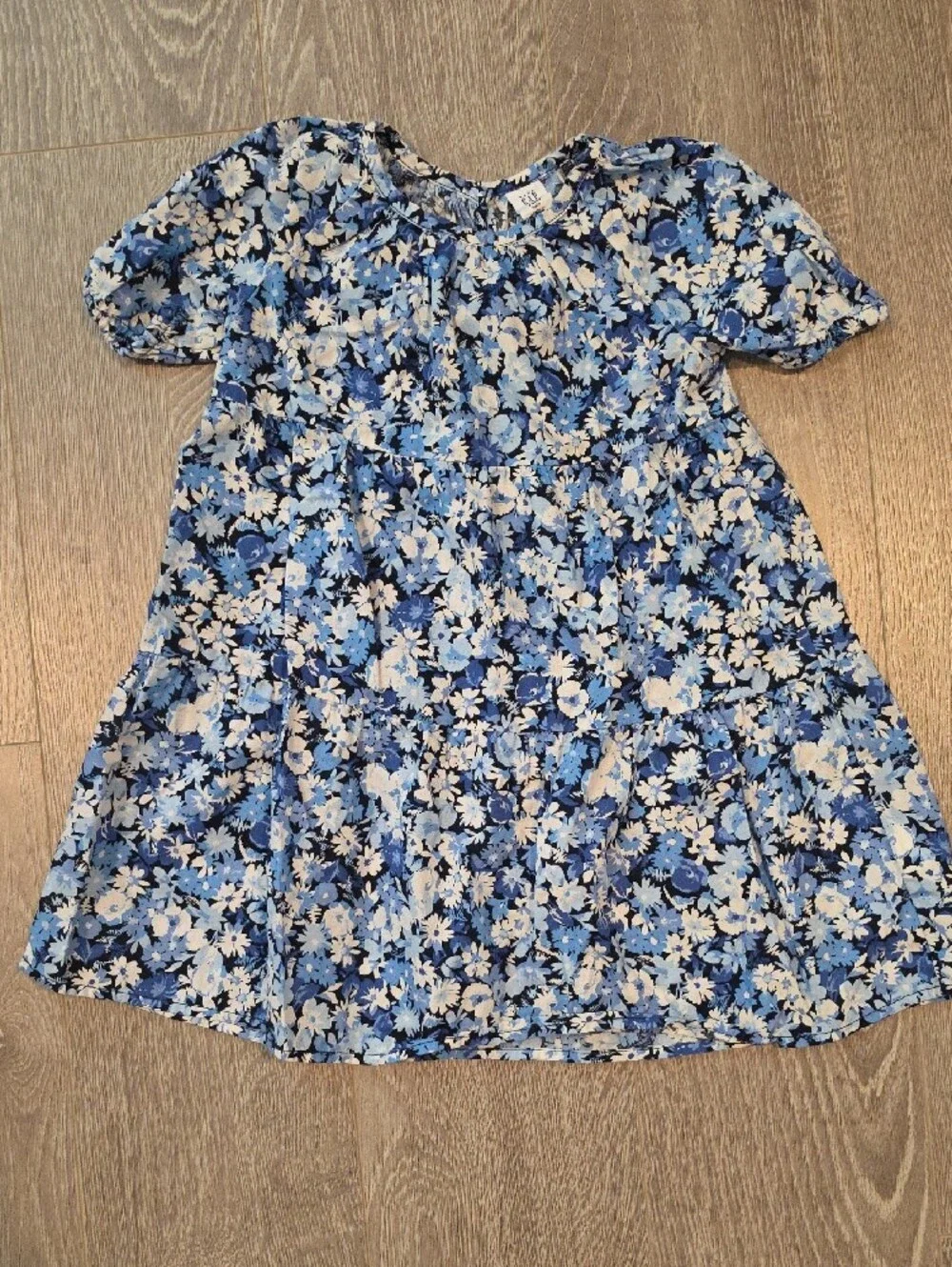 2 Floral Dress - Coral Pink with Lace Trim And GAP Blue